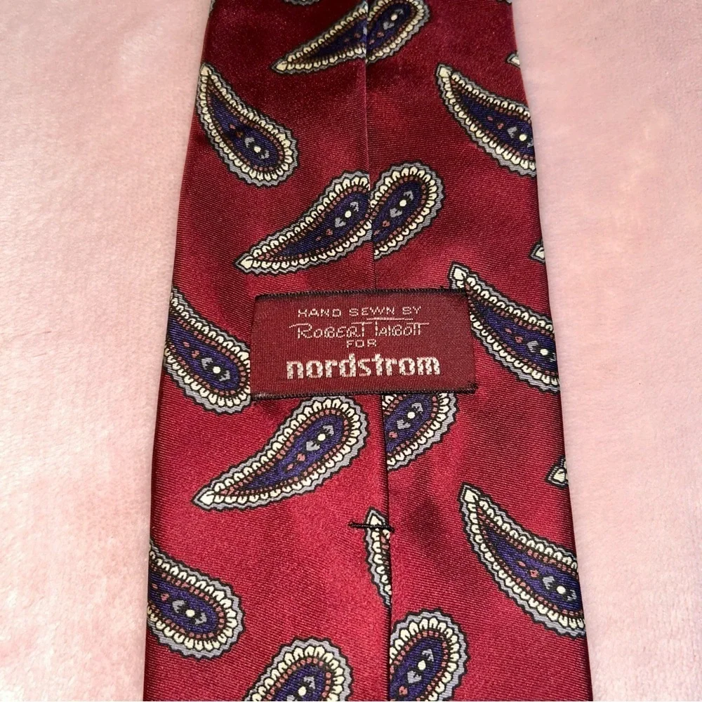 Robert Talbott for Nordstrom vintage red silk tie with paisley print made in USA